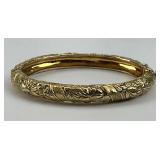 Vintage 14KT Gold Succo Floral Textured Bangle.