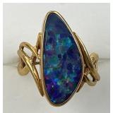 14KT Gold Australian Opal Statement Ring.