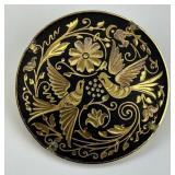 Unmarked Damascene Bird & Floral Brooch.