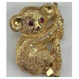 14KT Gold Ruby Koala Brooch.