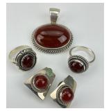 Sterling Silver Yellowhorse Carnelian Jewelry Set.