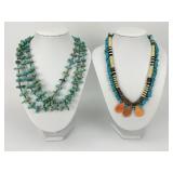 3 Handmade Turquoise Native American Necklaces.