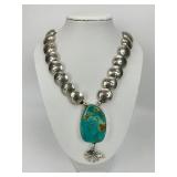 Sterling & Turquoise Native American Necklace.