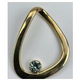 14KT Gold Sculptural Tourmaline Pendant.