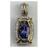 18KT Gold Amethyst & Diamond Cluster Pendant.