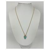 14-18KT Gold Enamel Diamond Kite Pendant Necklace.
