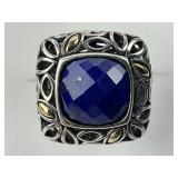 Sterling Silver & 14 KT Gold Lapis Lazuli Ring.