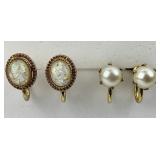 2 Pairs of 12KT Gold Fill Pearl & Opal Earrings.
