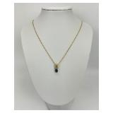 14KT Gold Sapphire & Diamond Cluster Necklace.