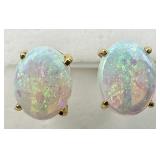 14KT Cabochon Opal Post Earrings.