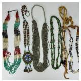 6 Handmade Beaded Native American Necklaces.