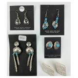 5 Pair Sterling Silver Native American Earrings.