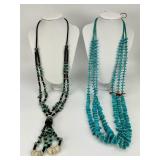 2 Native American Turquoise & Shell Necklaces.