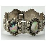 Silver Native American Mother of Pearl Bracelet.