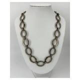 Sterling Silver & 18KT Gold Caviar Link Necklace.