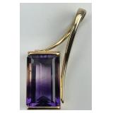 Large Emerald Cut Amethyst Pendant.