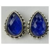 Sterling Silver Lagos Lapis Lazuli Earrings.