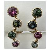 Rona Fisher Style Gemstone Dangle Earrings.