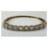 14KT Gold Opal & Diamond Flecked Bangle.