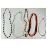 5 Handmade Beaded Native American Necklaces.