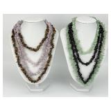4 Natural Stone Chip Beaded Necklaces.