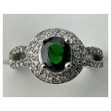 14KT Gold Chrome Diopside & Diamond Ring.