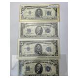 2 1934 5 Dollar Bills & 2 1934 10 Dollar Bills.