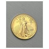 1/10 Oz Fine Gold 2001 5 Dollar American Eagle.