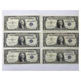 3 1935 1 Dollar Bills & 3 1957 1 Dollar Bills.
