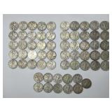 61 90% Silver Walking Liberty Half Dollars.