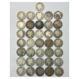 36 90% Silver Barber Dimes.