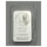 5 Oz .999 Fine Silver Sunshine Minting Silver Bar.