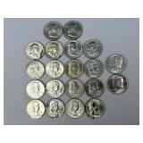 20 1957-1964 90% Silver Half Dollars.