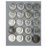 20 90% Silver 1964 Kennedy Half Dollars.