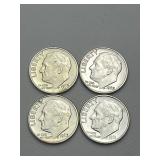 4 High Grade 90% Silver Roosevelt Dimes