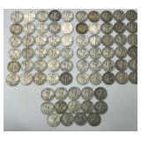 74 90% Silver Walking Liberty Half Dollars.