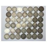 42 90% Silver Barber Quarters,