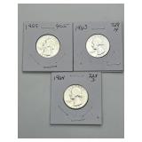 3 High Grade 90% Silver Washington Quarters.