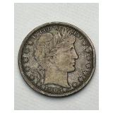1905 90% Silver Barber Half Dollar.