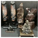 Haitian Carved Wooden Sculptures, Bronze Figure.