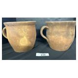(2) Redware Crocks W/ Handles.