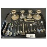 Weighted Sterling Candle Holders, Sterling Server.
