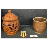 Breininger Redware Canister & Veteran Ornament