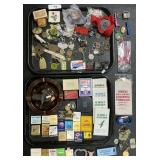 Adv. Matchbooks, Souvenir Keychains, Ashtray.