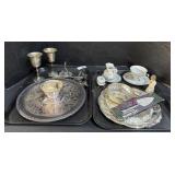 Silver Plates, Cups, Bowls, & Ceramic Teacup &