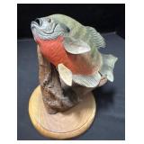 Hand Carved Wooden Bluegill Fish Sculpture.