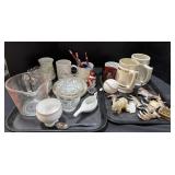 Stone Animal Carvings, Mugs, Measuring Cup.
