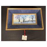 Signed Enamel On Iron Winter Painting.