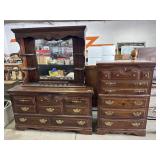 Traditional Style Dark Pine Bedroom Suite.;