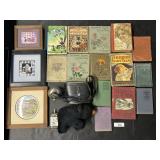 Vintage Books, Framed Prints, Bear Plushie.